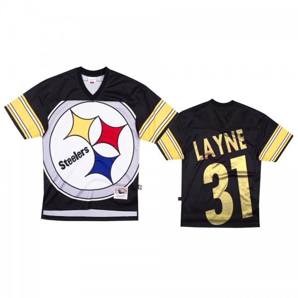 Pittsburgh Steelers Justin Layne Mitchell & Ness Black Big Face Jersey - Men's