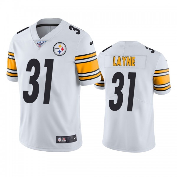 Pittsburgh Steelers Justin Layne White 100th Season Vapor Limited Jersey