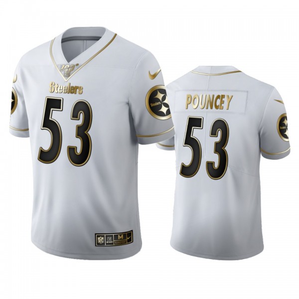 Maurkice Pouncey Steelers White 100th Season Golden Edition Jersey