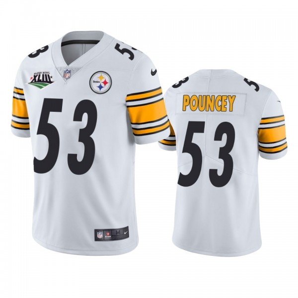 Pittsburgh Steelers Maurkice Pouncey White Super Bowl XLIII Patch Jersey
