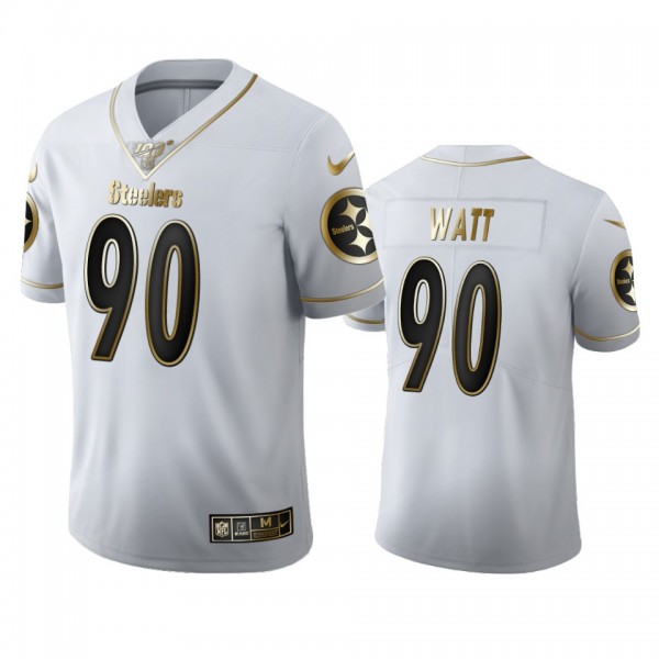 T.J. Watt Steelers White 100th Season Golden Edition Jersey