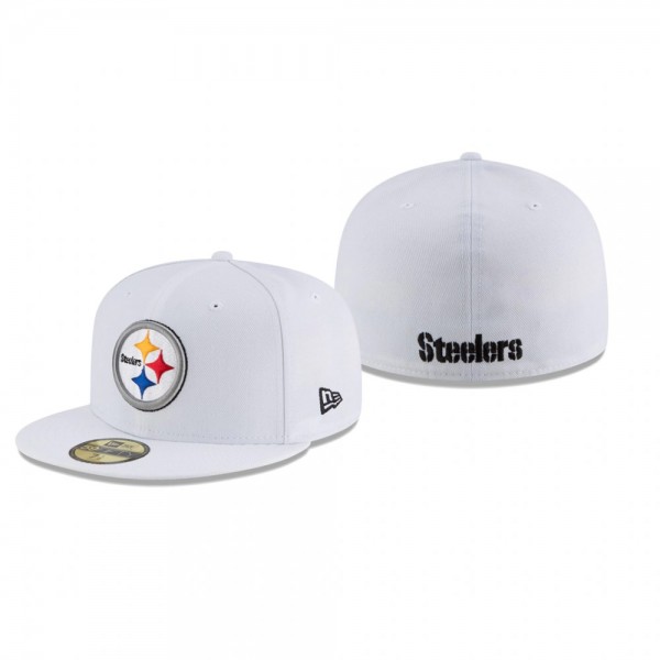 Pittsburgh Steelers White Omaha 59FIFTY Fitted Hat