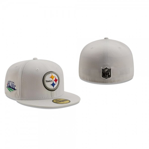 Pittsburgh Steelers White Super Bowl XLIII Gold Undervisor 59FIFTY Fitted Hat