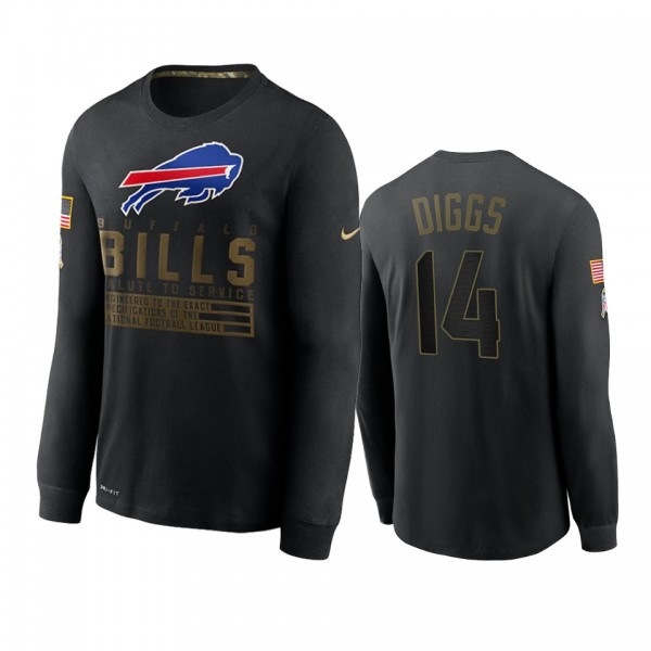 Buffalo Bills Stefon Diggs Black 2020 Salute To Service Sideline Performance Long Sleeve T-shirt