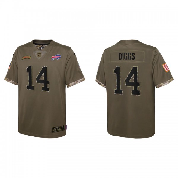 Stefon Diggs Youth Buffalo Bills Olive 2022 Salute To Service Limited Jersey