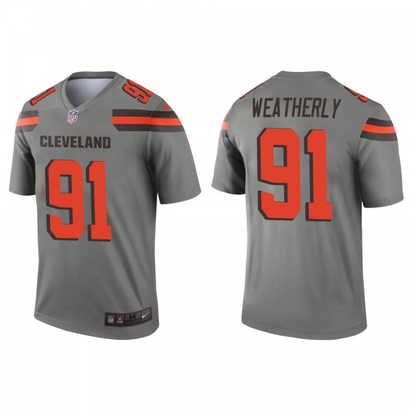 Men's Cleveland Browns Stephen Weatherly Gray Inve...