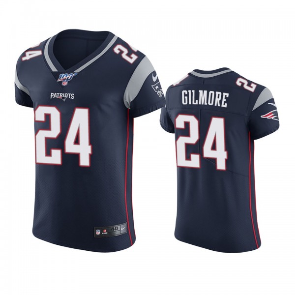 New England Patriots Stephon Gilmore Navy 100th Season Vapor Elite Jersey