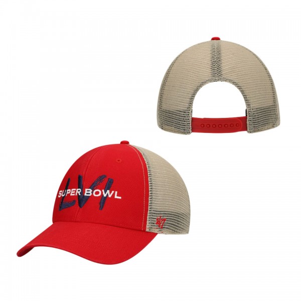 Men's Super Bowl LVI 47 Red Natural Flagship MVP Trucker Snapback Hat