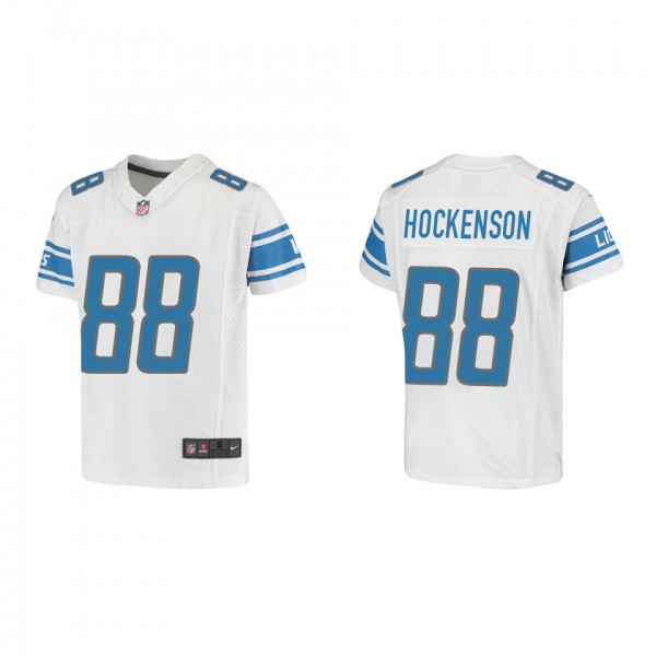 Youth T.J. Hockenson Detroit Lions White Game Jers...