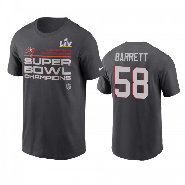 Tampa Bay Buccaneers Shaquil Barrett Anthracite Super Bowl LV Champions Trophy T-Shirt