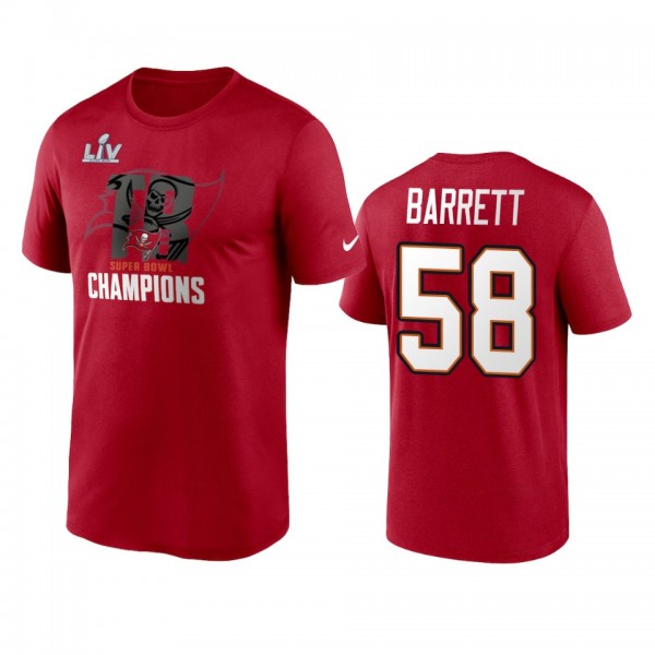 Tampa Bay Buccaneers Shaquil Barrett Red Super Bowl LV Champions Local T-Shirt