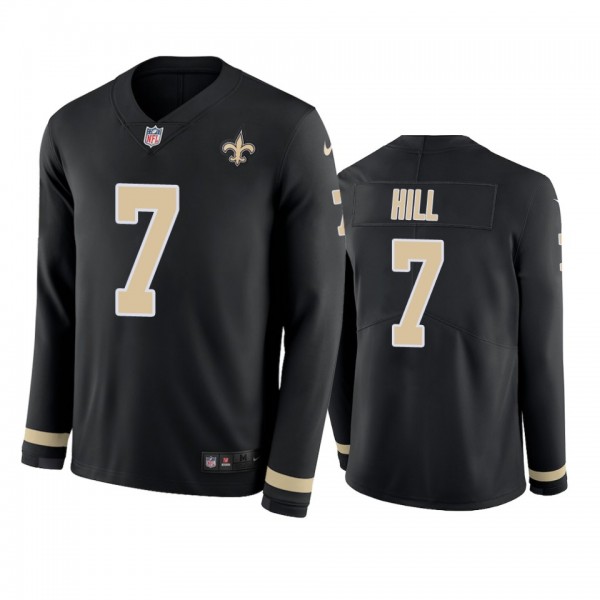 New Orleans Saints Taysom Hill Black Therma Long Sleeve Jersey