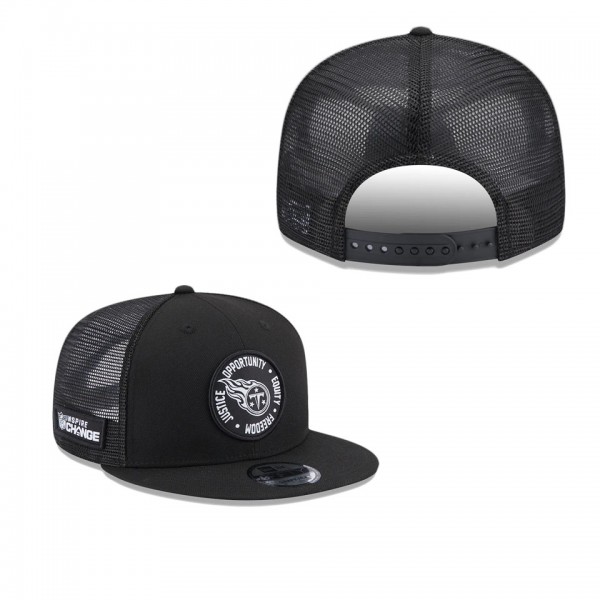 Men's Tennessee Titans Black 2022 Inspire Change Trucker 9FIFTY Adjustable Snapback Hat