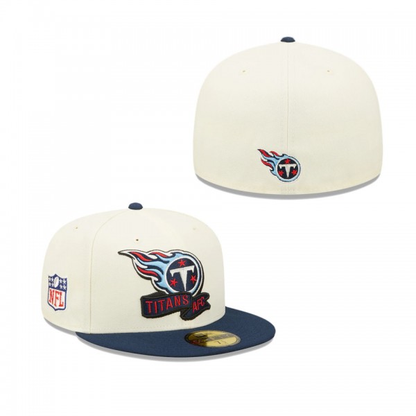 Men's Tennessee Titans Cream Navy 2022 Sideline 59FIFTY Fitted Hat