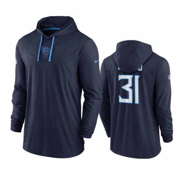 Men's Tennessee Titans Kevin Byard Navy Hoodie Tri-Blend Sideline Performance T-Shirt