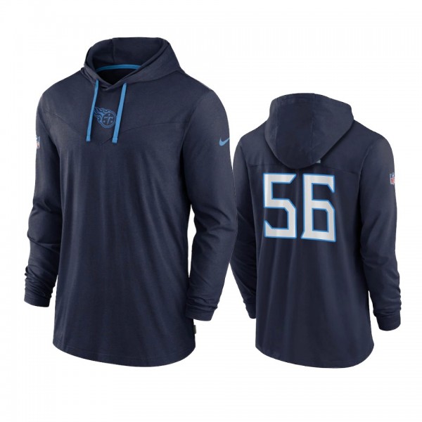 Men's Tennessee Titans Monty Rice Navy Hoodie Tri-Blend Sideline Performance T-Shirt