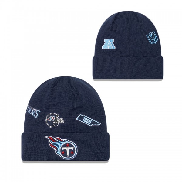 Men's Tennessee Titans Navy Identity Cuffed Knit H...