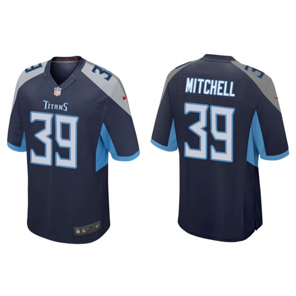 Men's Tennessee Titans Terrance Mitchell Navy Game Jersey