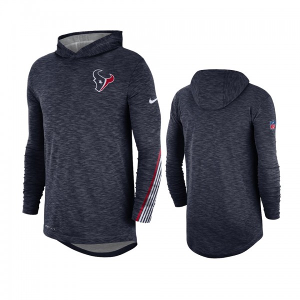 Texans Heathered Navy Sideline Scrimmage Hooded T-...