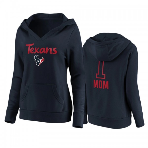 Women's Houston Texans Navy Mother's Day #1 Mom Team Logo Pullover Hoodie