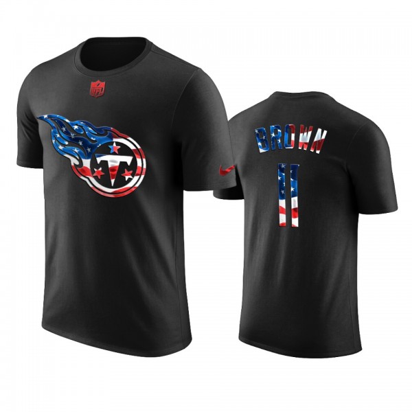Tennessee Titans A.J. Brown Black 2020 Independence Day Stars & Stripes T-Shirt