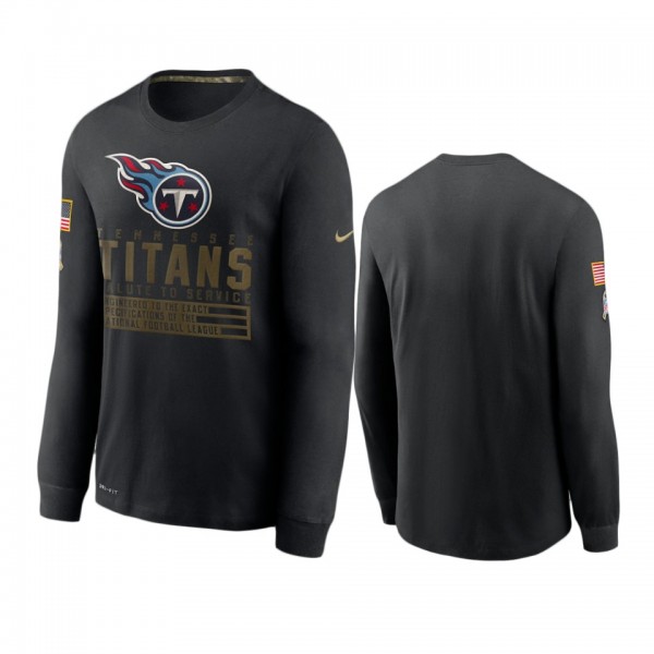 Tennessee Titans Black 2020 Salute to Service Sideline Performance Long Sleeve T-Shirt