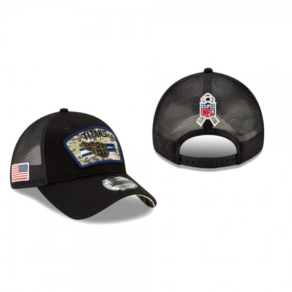 Tennessee Titans Black 2021 Salute To Service Trucker 9TWENTY Hat