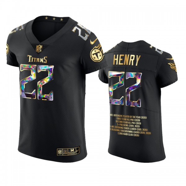 Tennessee Titans Derrick Henry Black Career Highlights Awards Diamond Edition Jersey - Men's