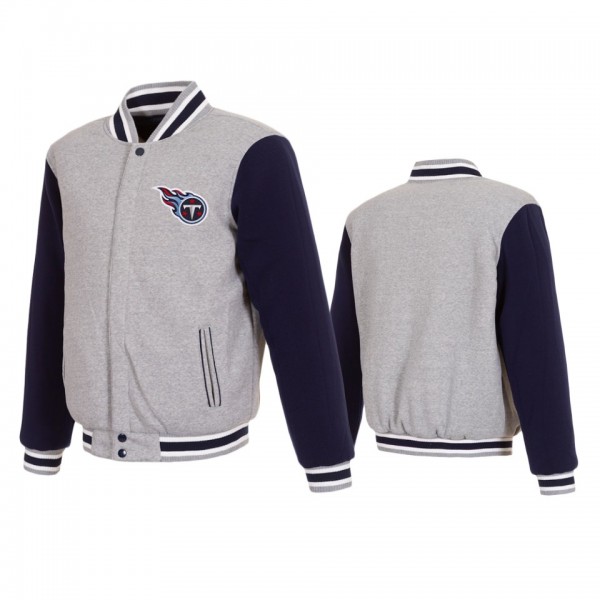 Tennessee Titans Gray Navy Reversible Fleece Full-Snap Jacket