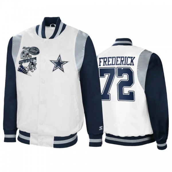 Dallas Cowboys Travis Frederick White Navy Retro The All-American Full-Snap Jacket