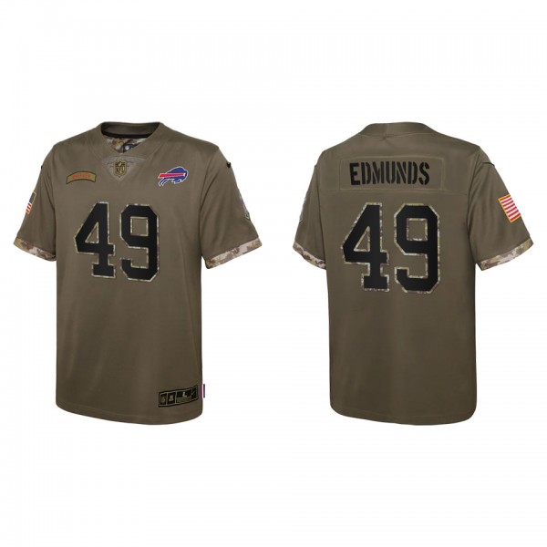 Tremaine Edmunds Youth Buffalo Bills Olive 2022 Salute To Service Limited Jersey