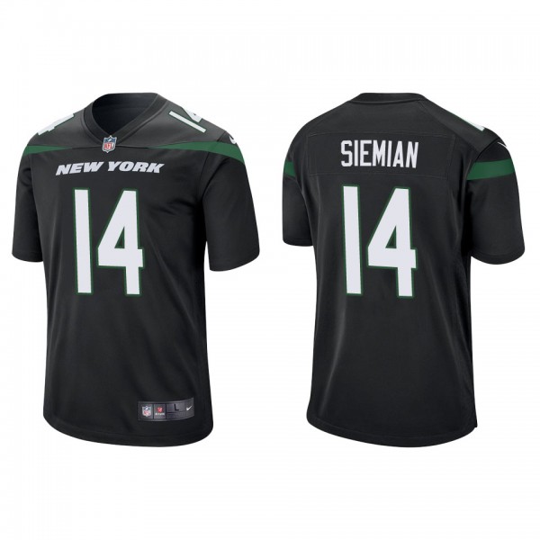 Men's New York Jets Trevor Siemian Black Game Jers...