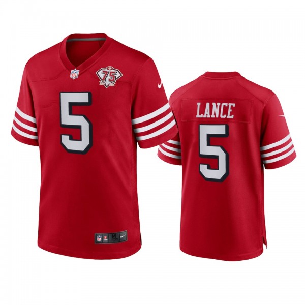 San Francisco 49ers Trey Lance Scarlet 75th Annive...