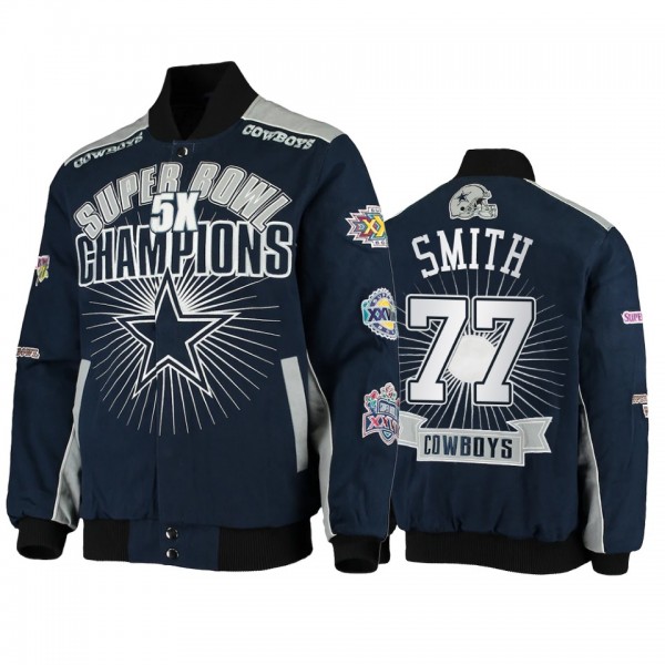 Dallas Cowboys Tyron Smith Navy Super Bowl Champions Extreme Triumph Commemorative Full-Snap Jacket