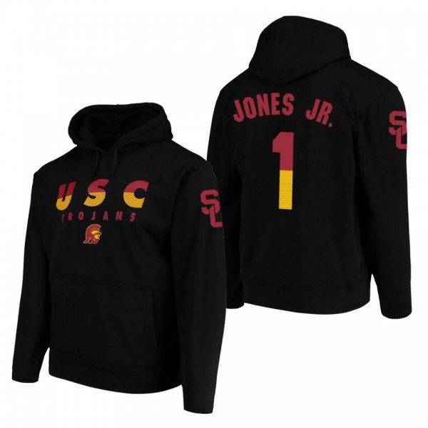 USC Trojans Velus Jones Jr. #1 Black Wedge Performance College Football Hoodie