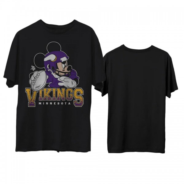 Men's Vikings Junk Food Disney Mickey QB Black T-Shirt