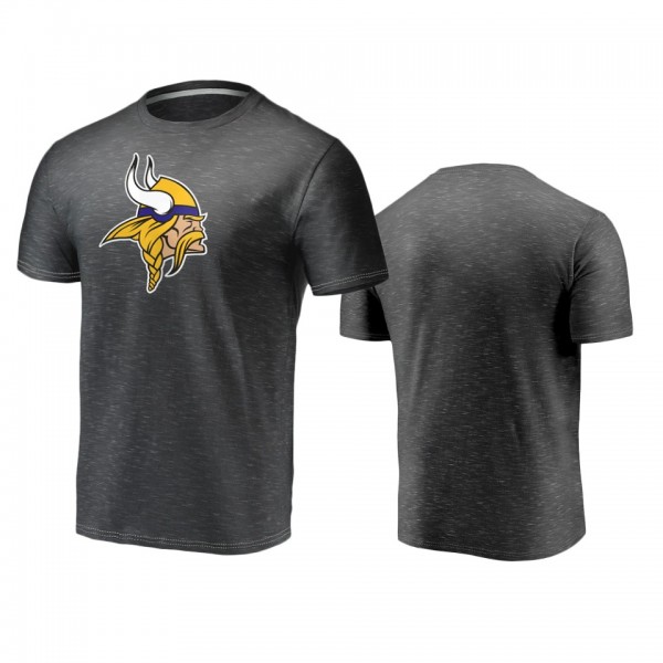 Minnesota Vikings Heather Charcoal Space Dye Primary Logo T-Shirt