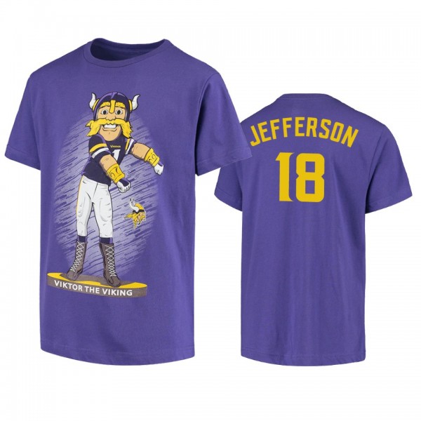 Minnesota Vikings Justin Jefferson Purple Dancing Viktor The Viking Mascot T-Shirt