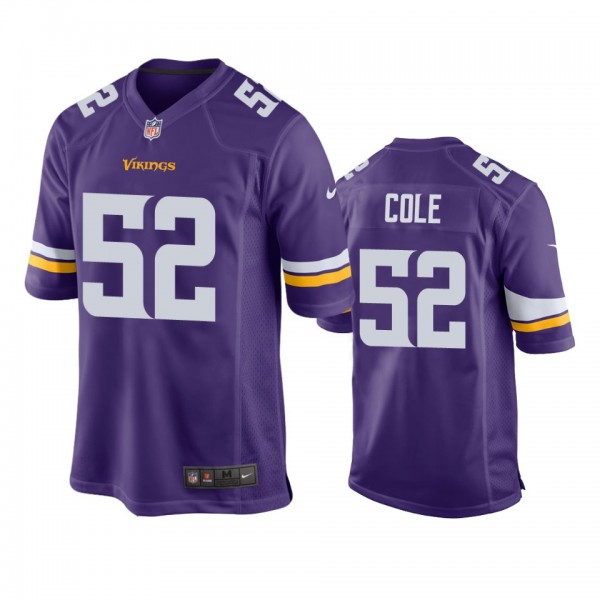 Minnesota Vikings Mason Cole Purple Game Jersey