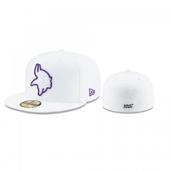 Minnesota Vikings White 2019 NFL Sideline Platinum 59FIFTY Fitted Hat