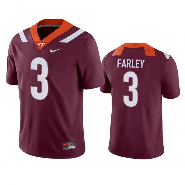 Virginia Tech Hokies Caleb Farley Maroon Game Football Jersey
