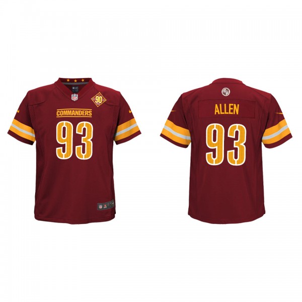 Jonathan Allen Youth Commanders Burgundy 90th Anniversary Game Jersey