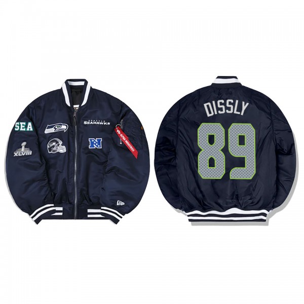 Will Dissly Alpha Industries X Seattle Seahawks MA-1 Bomber Navy Jacket