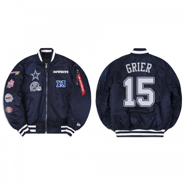 Will Grier Alpha Industries X Dallas Cowboys MA-1 Bomber Navy Jacket
