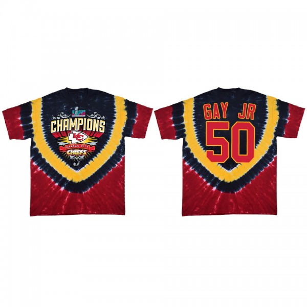 Willie Gay Jr. Kansas City Chiefs Red Super Bowl LVII Champions Shield Tie Dye T-Shirt