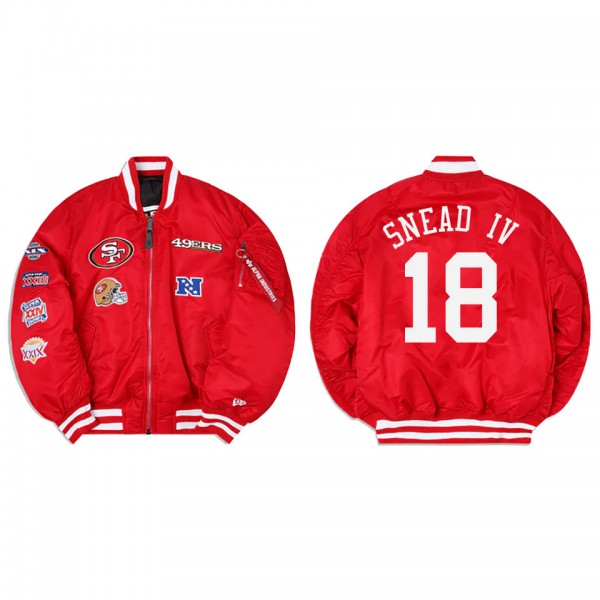 Willie Snead IV Alpha Industries X San Francisco 49ers MA-1 Bomber Red Jacket
