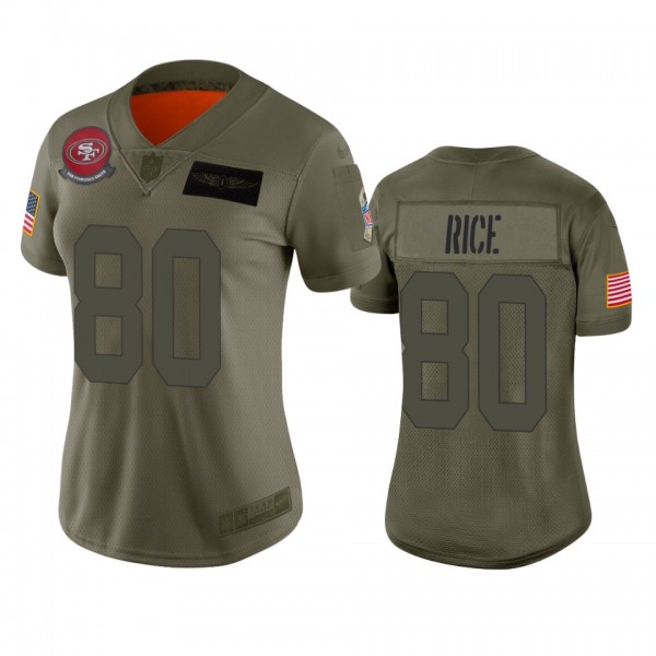 Women's San Francisco 49ers Jerry Rice Camo 2019 Salute to Service Limited Jersey