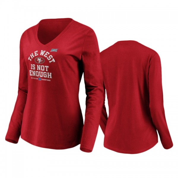 Women's San Francisco 49ers Scarlet 2019 NFC West Division Champions Cover Two Long Sleeve T-Shirt