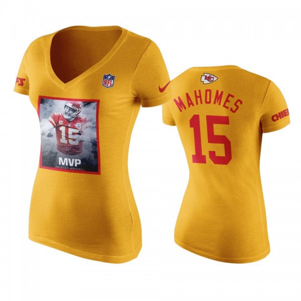 Kansas City Chiefs #15 Patrick Mahomes Gold MVP Art T-Shirt