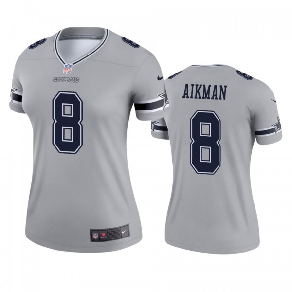Women's Dallas Cowboys Troy Aikman Silver Inverted...